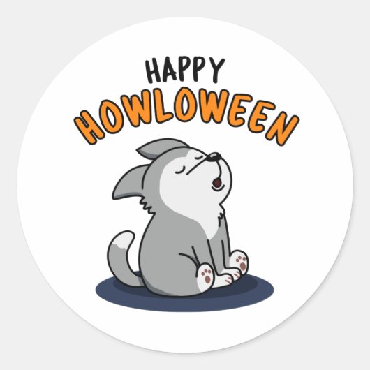 Sticker Rond Joyeux Howloween Funny Chien Pun (Devant)