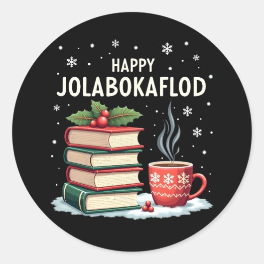 Sticker Rond Joyeux Jolabokaflod Famille Célébration Cadeau (Devant)