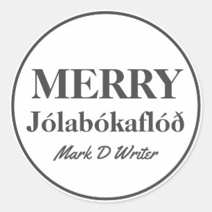 Sticker Rond Joyeux Jolabokaflod personnalisé