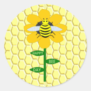 Sticker Rond Joyeux Jour d'anniversaire Bumblebee