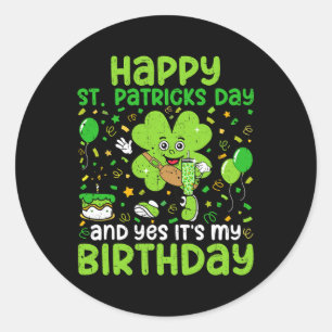 Sticker Rond Joyeux Jour de la Saint Patrick Anniversaire Shamr