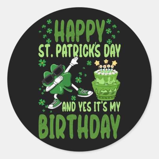 Sticker Rond Joyeux Jour de la Saint Patrick Anniversaire Shamr (Devant)