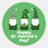 Sticker Rond Joyeux Jour de la Saint Patrick Gnomes mignonnes (Devant)