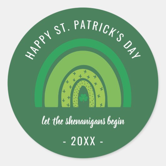 Sticker Rond Joyeux Jour de la Saint Patrick Green Rainbow Sham (Devant)