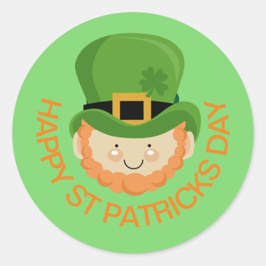 Sticker Rond Joyeux Jour de la Saint Patrick leprechaun (Devant)