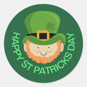 Sticker Rond Joyeux Jour de la Saint Patrick leprechaun