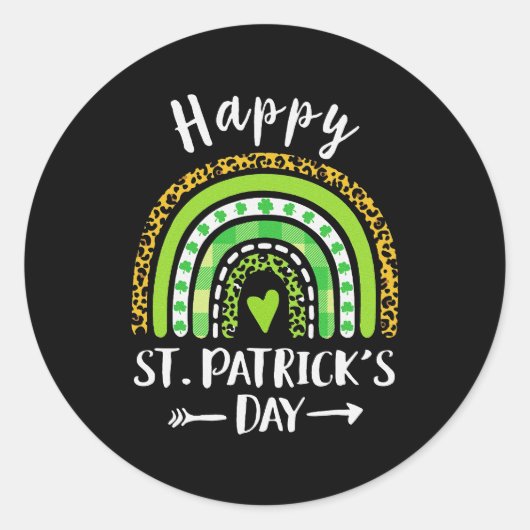 Sticker Rond Joyeux Jour de la Saint Patrick Rainbow Shamrock i (Devant)