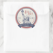 Sticker Rond Joyeux Jour de l'Indépendance 4 juillet 4 (Sac)