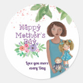 Sticker Rond JOYEUX JOUR DE MÈRE | Mère & enfants (Devant)