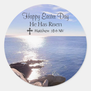 Sticker Rond Joyeux jour de Pâques le Christ est ressuscité Pho
