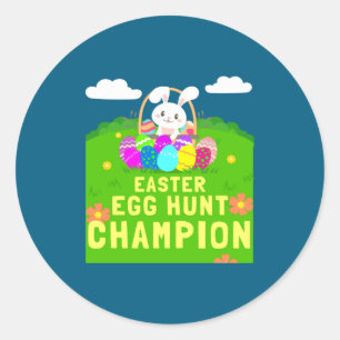 Sticker Rond Joyeux jour de Pâques Œufs Lapin Enfants Eggstatic