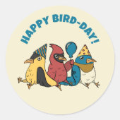 Sticker Rond Joyeux Jour des Oiseaux Cartoon Oiseaux à thème An (Devant)
