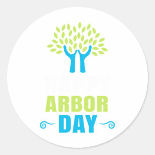 Sticker Rond Joyeux Jour des terres Arbour Jour Recyclage Enreg