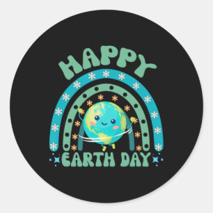 Sticker Rond Joyeux Jour des terres Rainbow Funny Jour des terr