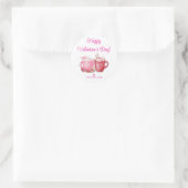 Sticker Rond joyeux jour des valentines, chocolat chaud rose (Sac)