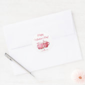 Sticker Rond joyeux jour des valentines, chocolat chaud rose ro (Enveloppe)