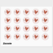 Sticker Rond joyeux jour des valentines, rose et rouge, coeurs  (Feuille)