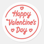 Sticker Rond joyeux jour des valentines, rose et rouge, coeurs  (Devant)