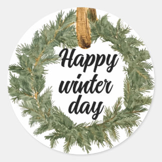 Sticker Rond Joyeux Jour d'hiver