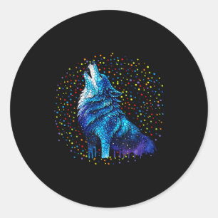 Sticker Rond Joyeux jour du point amateur de loup à points pour