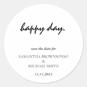 Sticker Rond Joyeux Jour Nettoyer Simple Moderne Enregistrer la