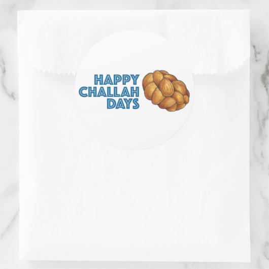 Sticker Rond Joyeux Jours de Challah Pain Hanoukka Chanukah (Sac)