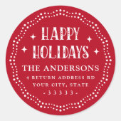 Sticker Rond Joyeux jours fériés police point frontière rouge (Devant)