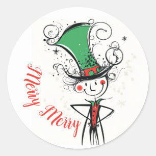 Sticker Rond Joyeux Joyeux Elf de Noël