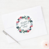 Sticker Rond Joyeux Joyeux Fête des Mères Fleur Wreath | Autoco (Enveloppe)