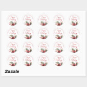 Sticker Rond Joyeux Joyeux Jours Moderne Script Bow Rouge Du No (Feuille)