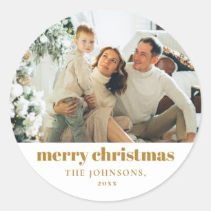 Sticker Rond Joyeux Joyeux Noël Elégant