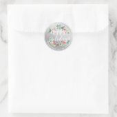 Sticker Rond Joyeux Joyeux Noël Holly Floral Adresse (Sac)