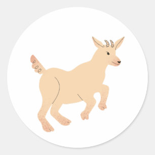 Sticker Rond Joyeux Jumping Goat Kid