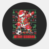Sticker Rond Joyeux Kickmas Noël Soccer Ball Laid Jeune Swe (Devant)