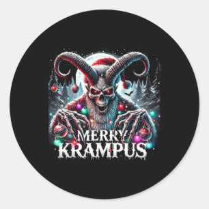 Sticker Rond Joyeux Krampus Noël Krampus Vient En Ville