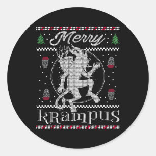 Sticker Rond Joyeux Krampus Noël Noël Noël Noël Horreur Sweat l