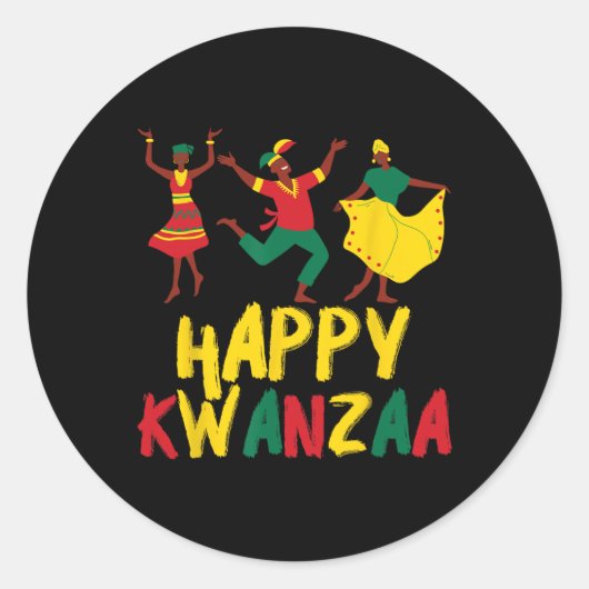 Sticker Rond Joyeux Kwanzaa Célébration de sept principes Afric (Devant)