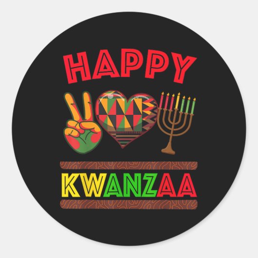 Sticker Rond Joyeux Kwanzaa Sept Principes Des Femmes Kwanzaa 1 (Devant)