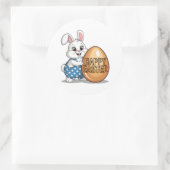 Sticker Rond Joyeux lapin à pois de Pâques (Sac)