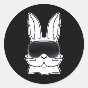 Sticker Rond Joyeux Lapin Avec Vr Gles Metaver Jour de Pâques P