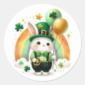 Sticker Rond Joyeux lapin de la Saint Patrick's Day (Devant)