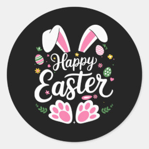 Sticker Rond Joyeux lapin de Pâques Easter Esquad chasse OEufs