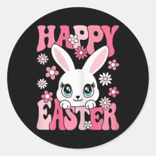 Sticker Rond Joyeux Lapin de Pâques Rabbit de Pâques Femmes Fil