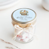 Sticker Rond Joyeux lapin de Pâques rose