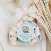 Sticker Rond Joyeux lapin de Pâques rose