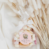 Sticker Rond Joyeux lapin de Pâques rose