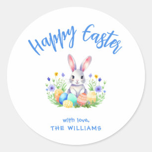 Sticker Rond Joyeux lapin lapin de Pâques