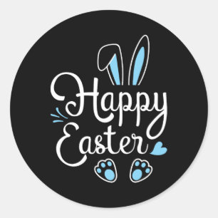 Sticker Rond Joyeux lapin lapin de Pâques Face Amusants Pâques