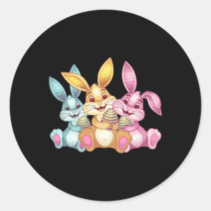Sticker Rond Joyeux lapin lapin de Pâques Jour de Pâques amusan
