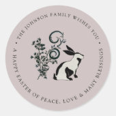 Sticker Rond Joyeux lapin moderne de Pâques personnalisé (Devant)